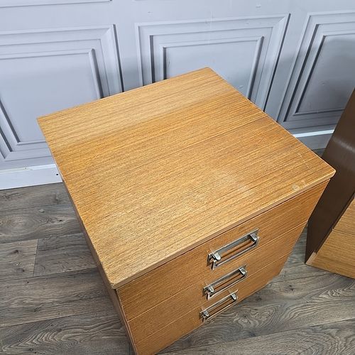 Pair Filing Drawers Bedside Cabinets Mid Century Teak Tables Retro Storage photo for sale
