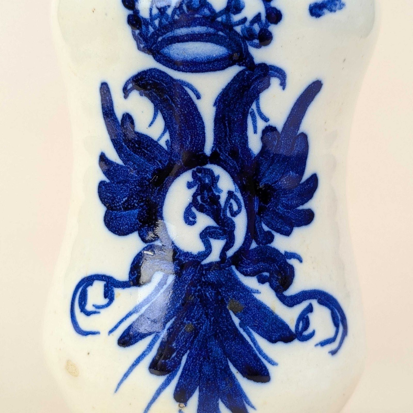 Faience Apothecary Jar Albarello, Antique Italian Double Headed Eagle Blue White Ceramic Pharmacy Vessel photo 246.0