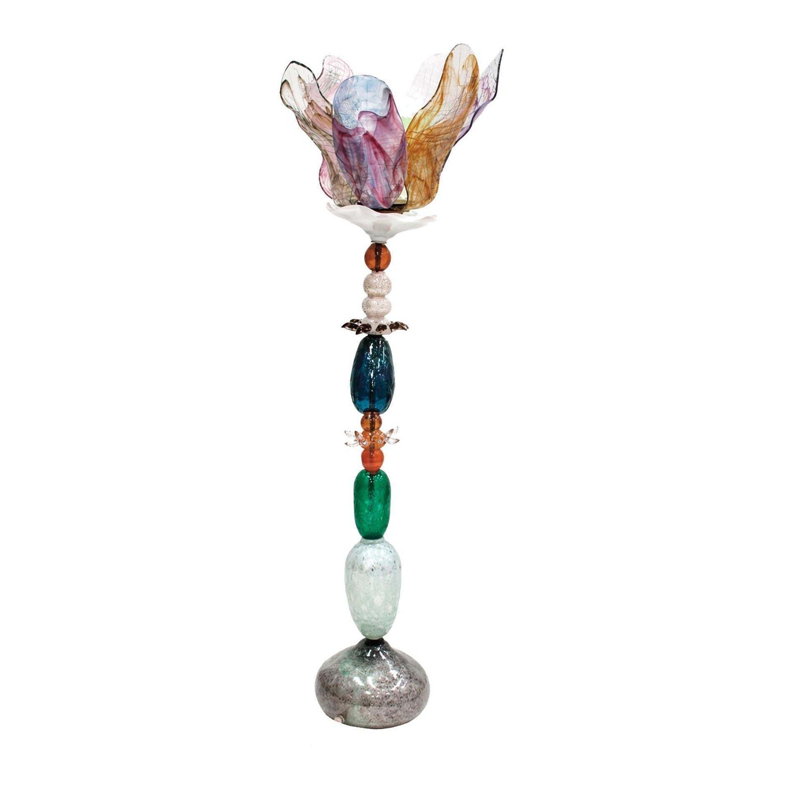 Contemporary Art Nouveau Style Multicolored Crystal Floral Pair Of Floor Lamps photo furniture