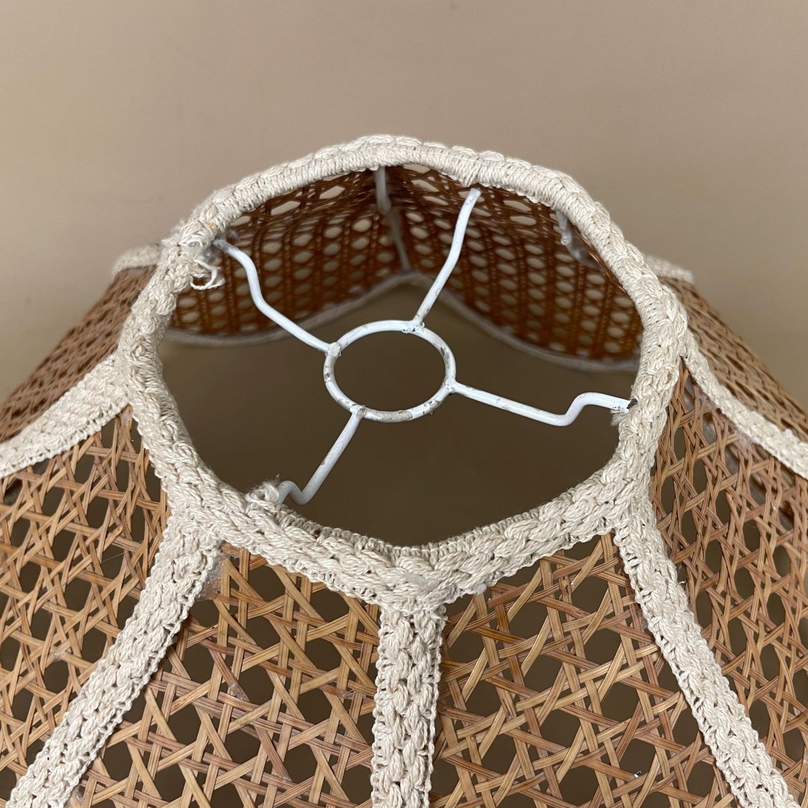 Vintage Rattan Wicker Wood Light Shade Ceiling Lightshade Pendant Scallop Petal Shape Retro Lampshade Antique Lamp Brown Cream photo buy