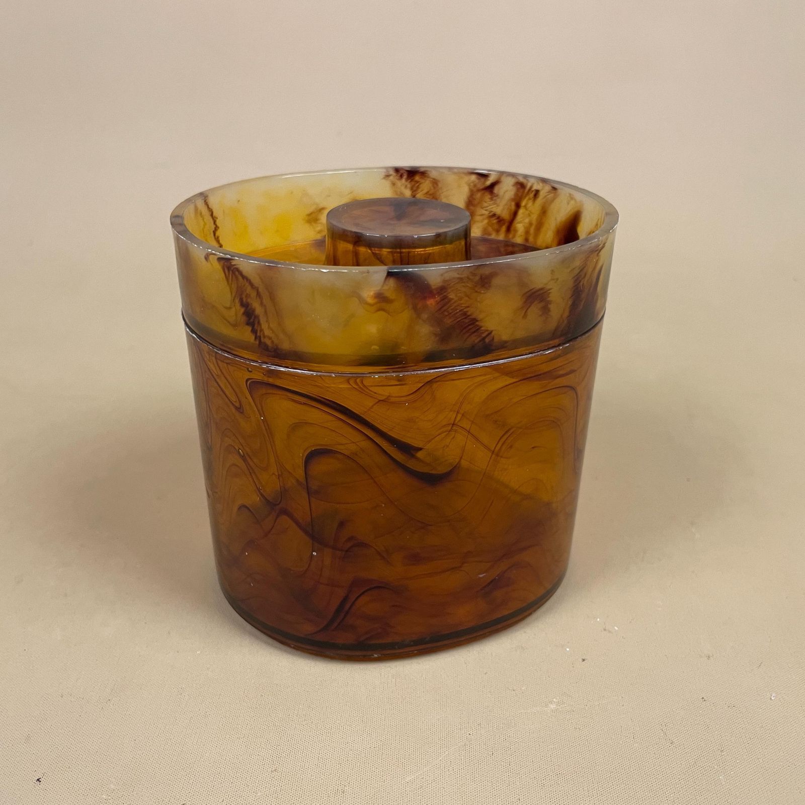Vintage Tortoiseshell Plastic Lidded Oval Pot Vanity Box Dressing Table Jar Mid Century Retro Trinket Storage Decorative Container With Lid