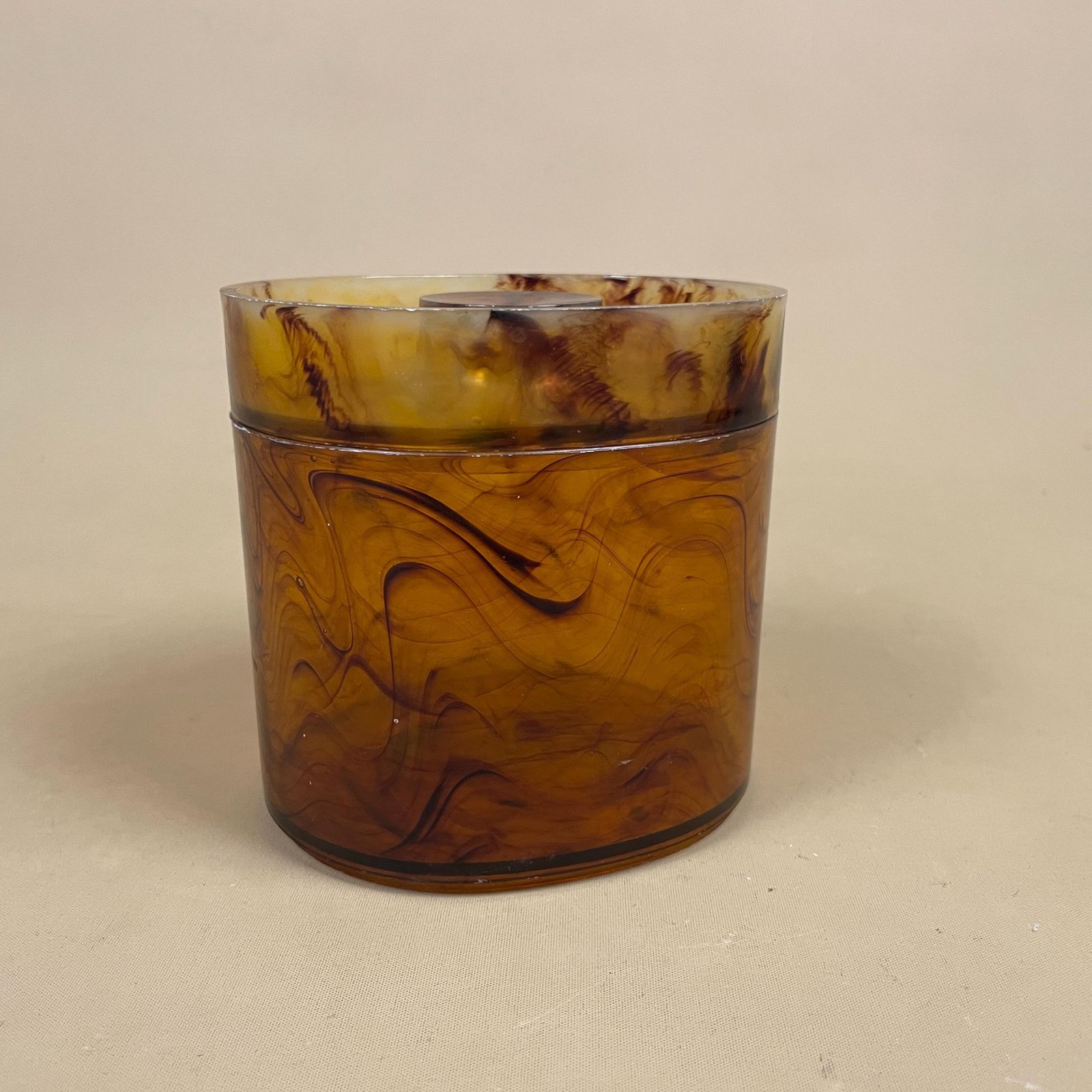 Vintage Tortoiseshell Plastic Lidded Oval Pot Vanity Box Dressing Table Jar Mid Century Retro Trinket Storage Decorative Container With Lid photo furniture