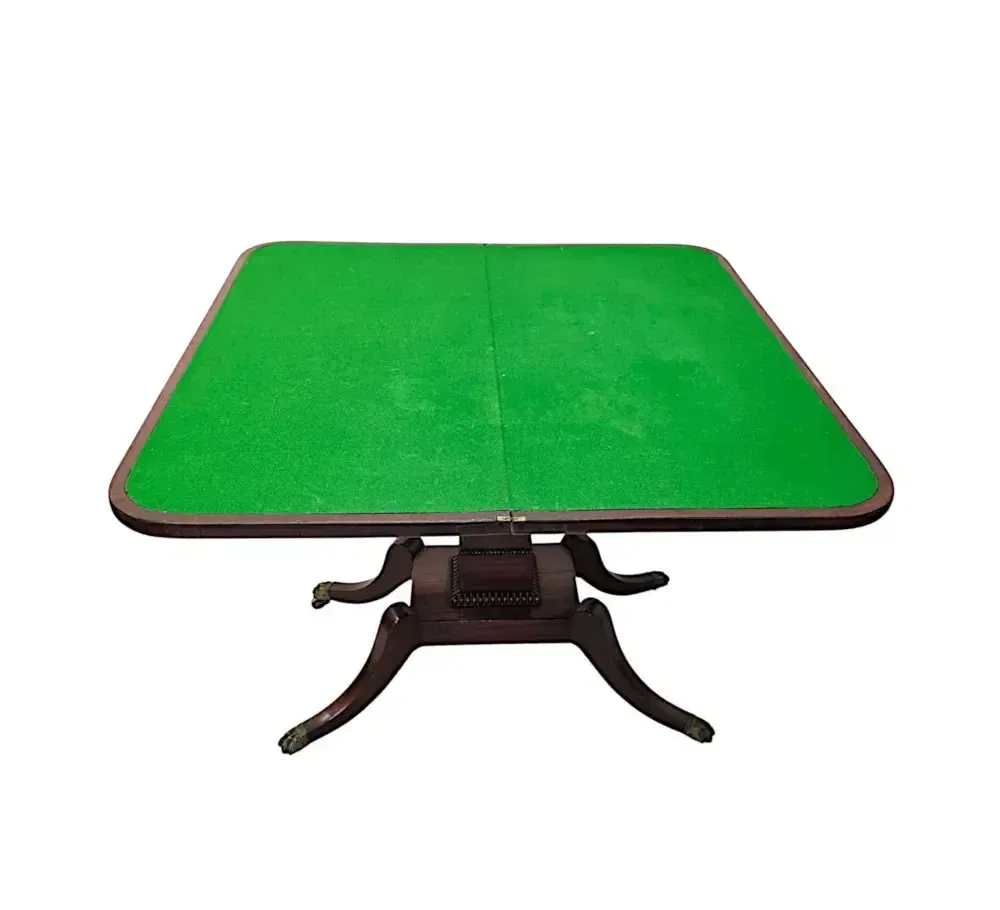 A Stunning Early 19th Century Regency Cross Banded Turn Over Leaf Card Table photo furniture
