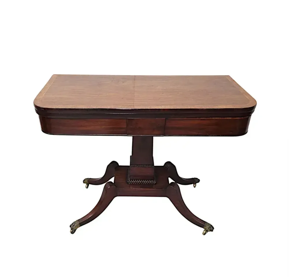 photo furniture A Stunning Early 19th Century Regency Cross Banded Turn Over Leaf Card Table
