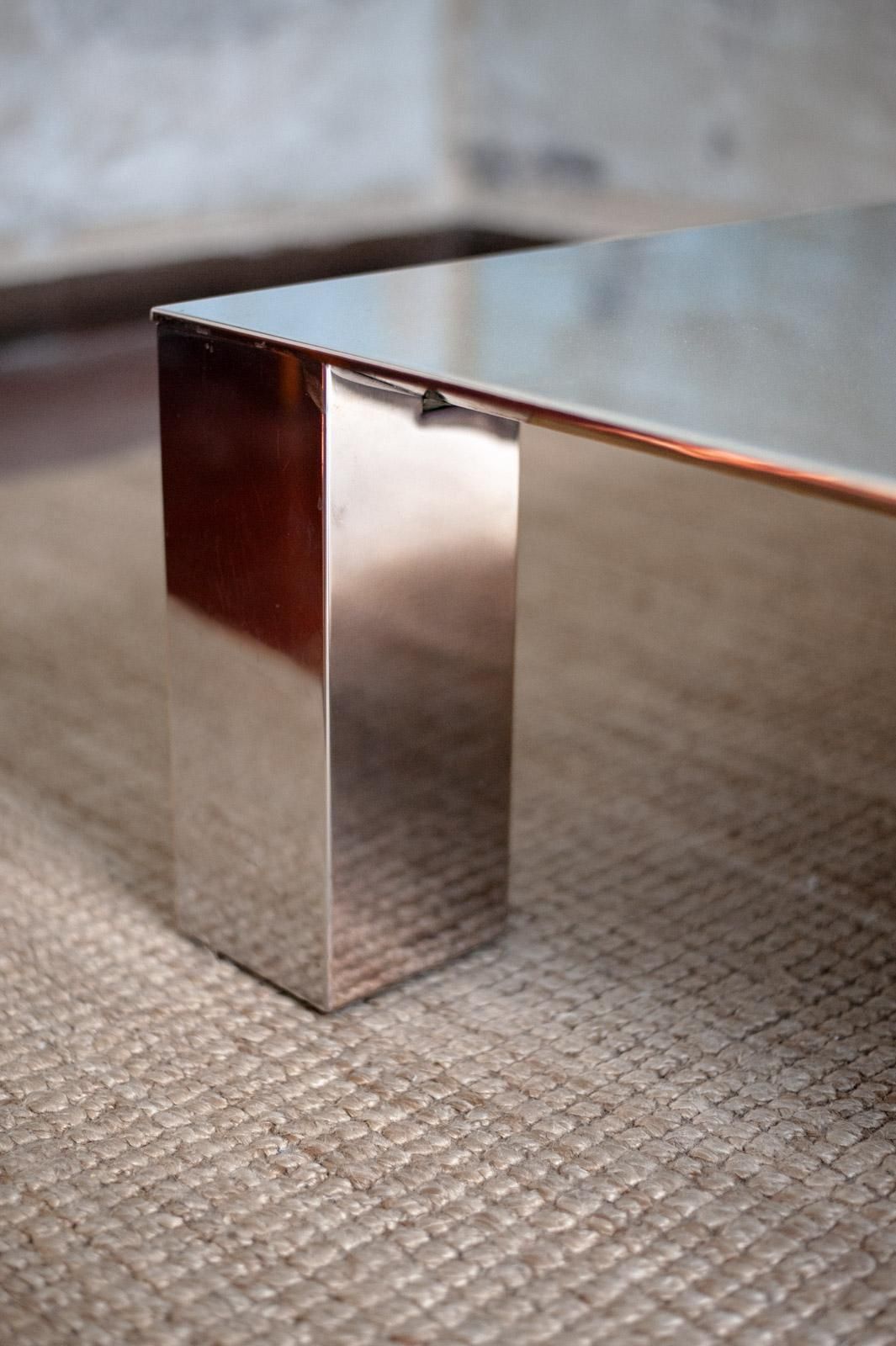 Steel Coffee Table "Tebe" Model   Giovanni Offredi For Saporiti   1970s photo vinterior