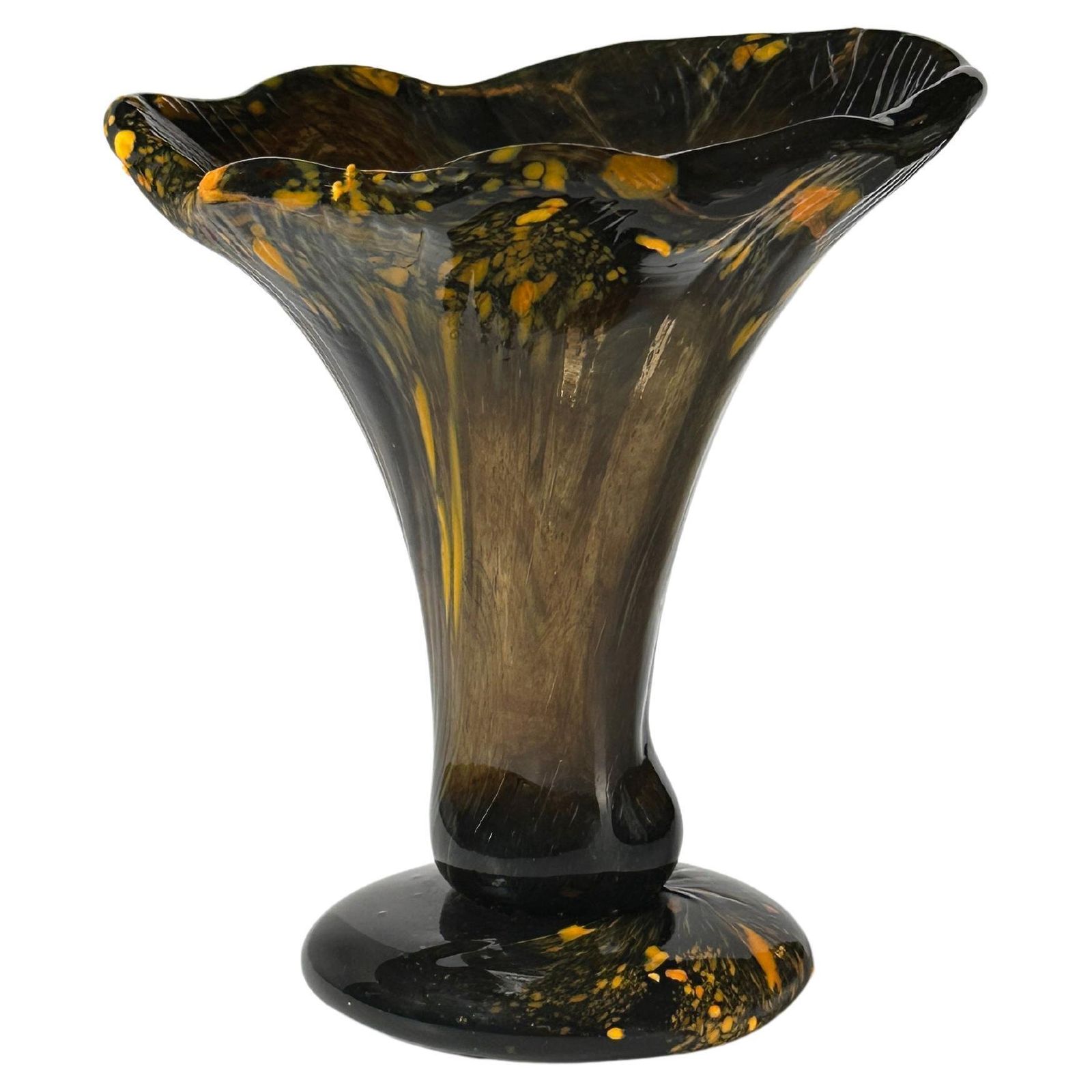 Murano Glass Vase By Sandro Frattin, Black & Brown, Italy, 1980s  1