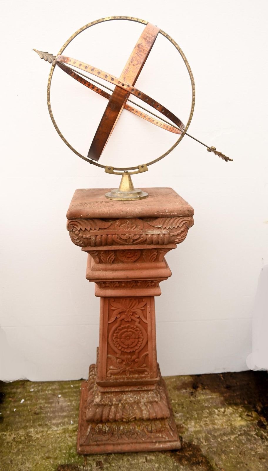Garden Armillary Sphere Terracotta Stand Sun Dial