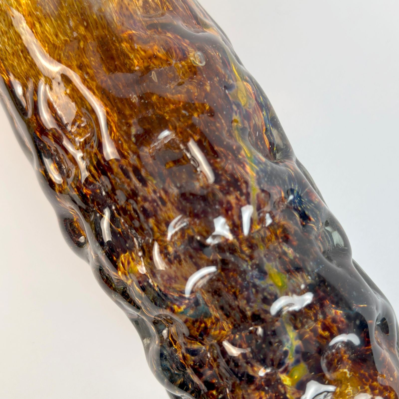 Mdina Art Glass Vase, Bark Texture, Tortoiseshell Effect, Malta, 1970s photo vintage