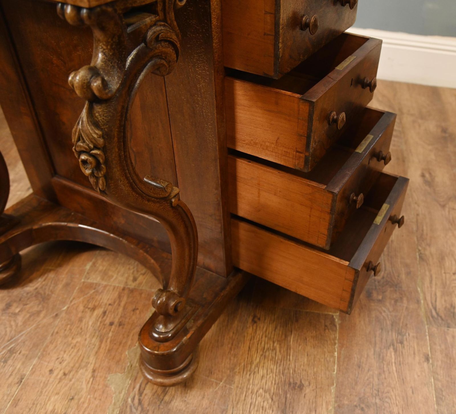 Victorian Davenport Walnut Desk Period Antique 1860 photo for sale