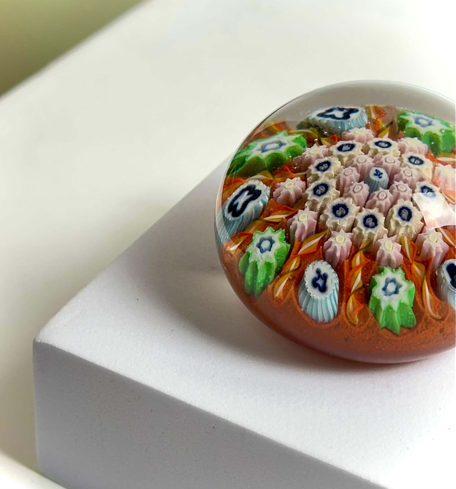 Vasart Millefiori Glass Paperweight, Handcrafted In Scotland, 1960s photo Home Decor