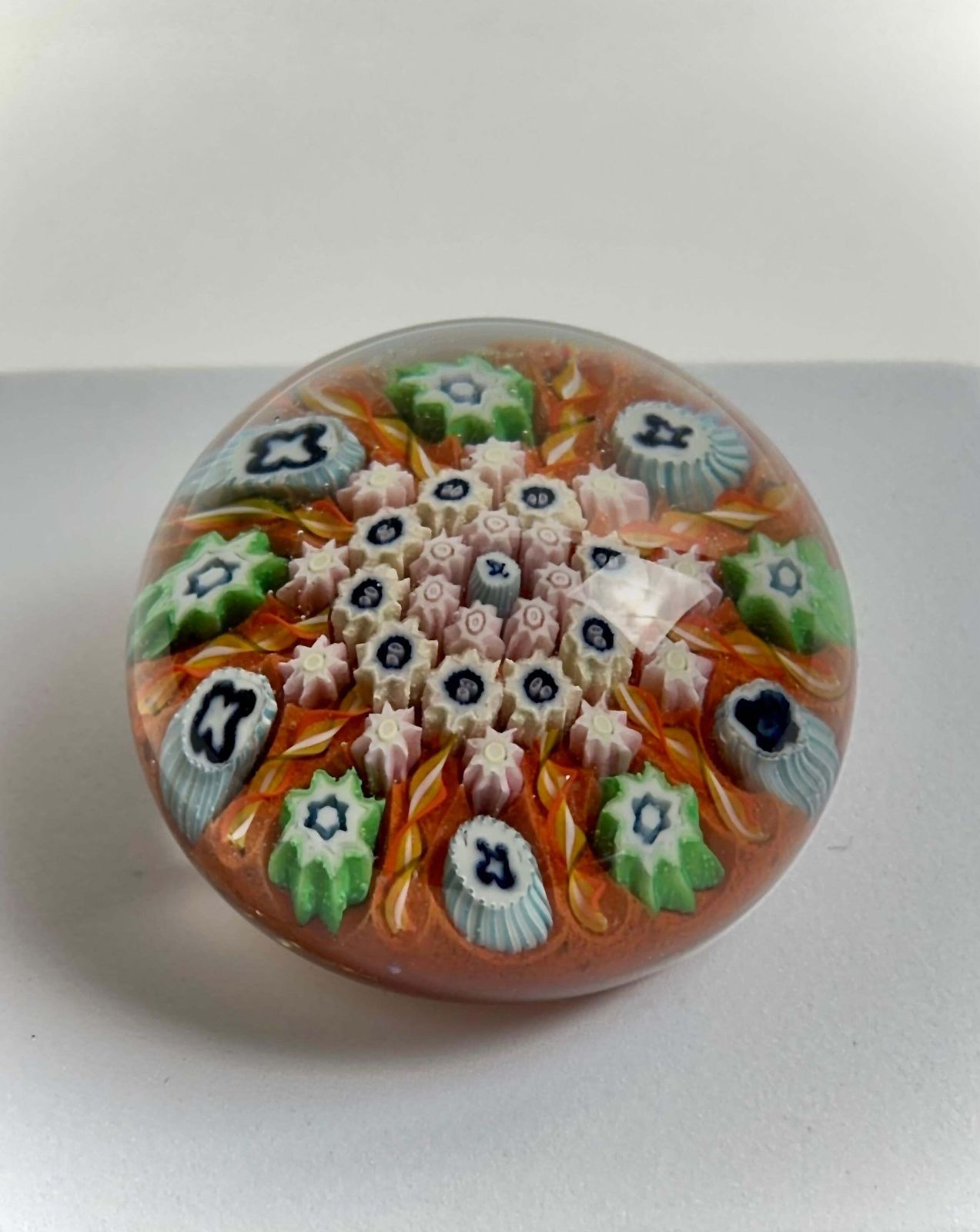 Vasart Millefiori Glass Paperweight, Handcrafted In Scotland, 1960s photo vinterior