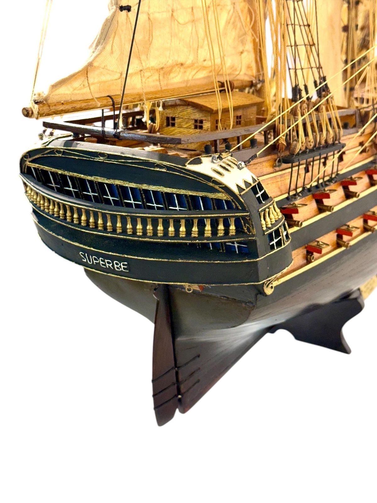 photo vinterior Large French Warship Model "Le Superbe" 1784, Handcrafted