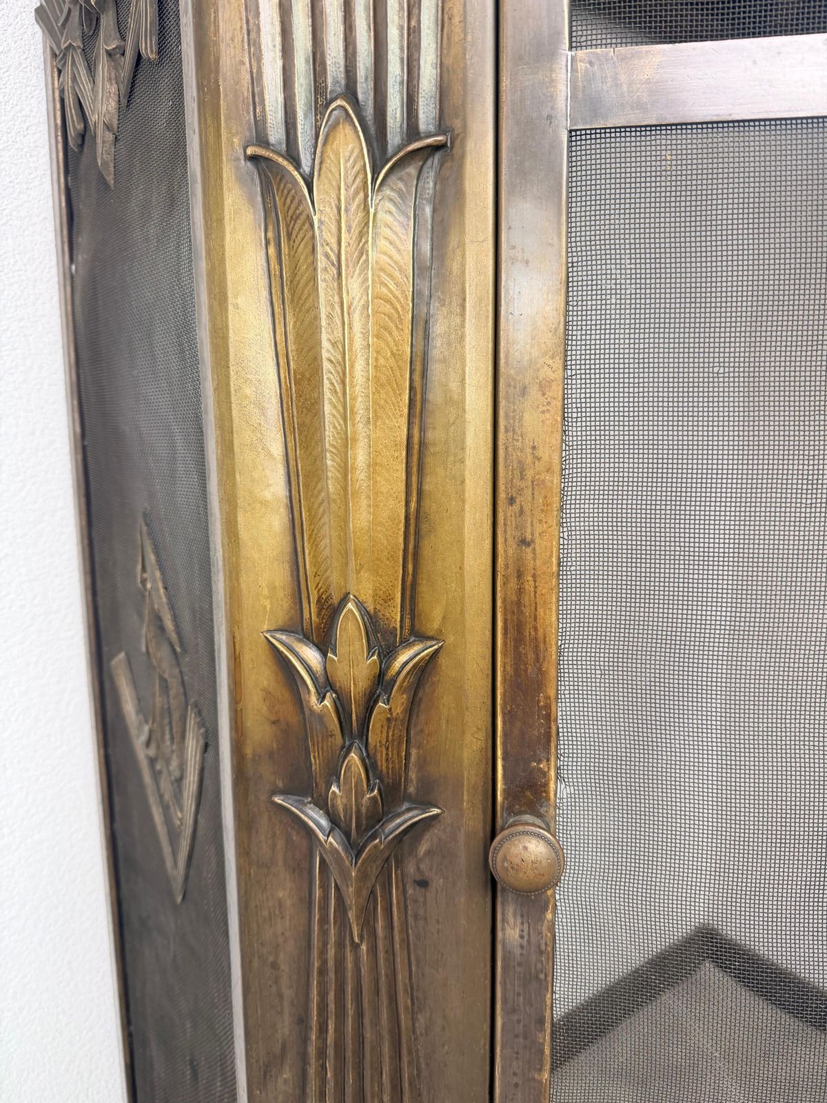 Brass Corner Fireplace Screen Attr. To Dagobert Peche photo buy