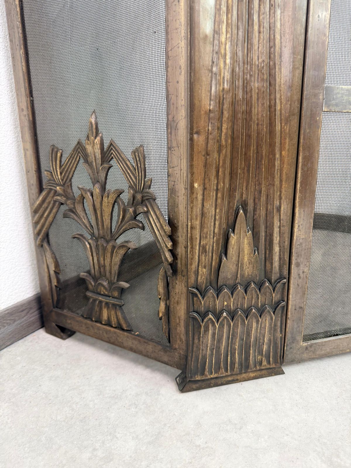 Brass Corner Fireplace Screen Attr. To Dagobert Peche photo vintage