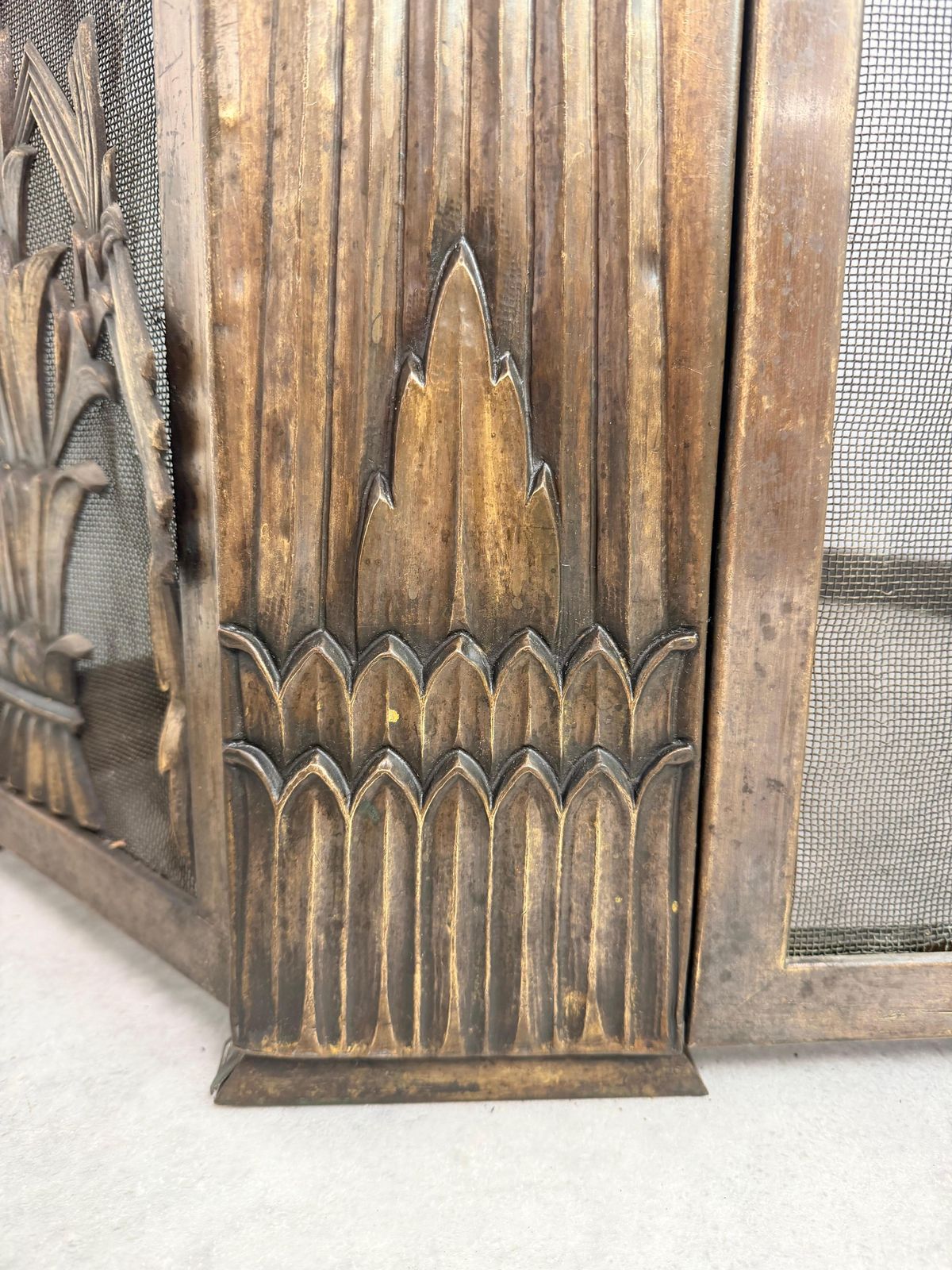 photo furniture Brass Corner Fireplace Screen Attr. To Dagobert Peche