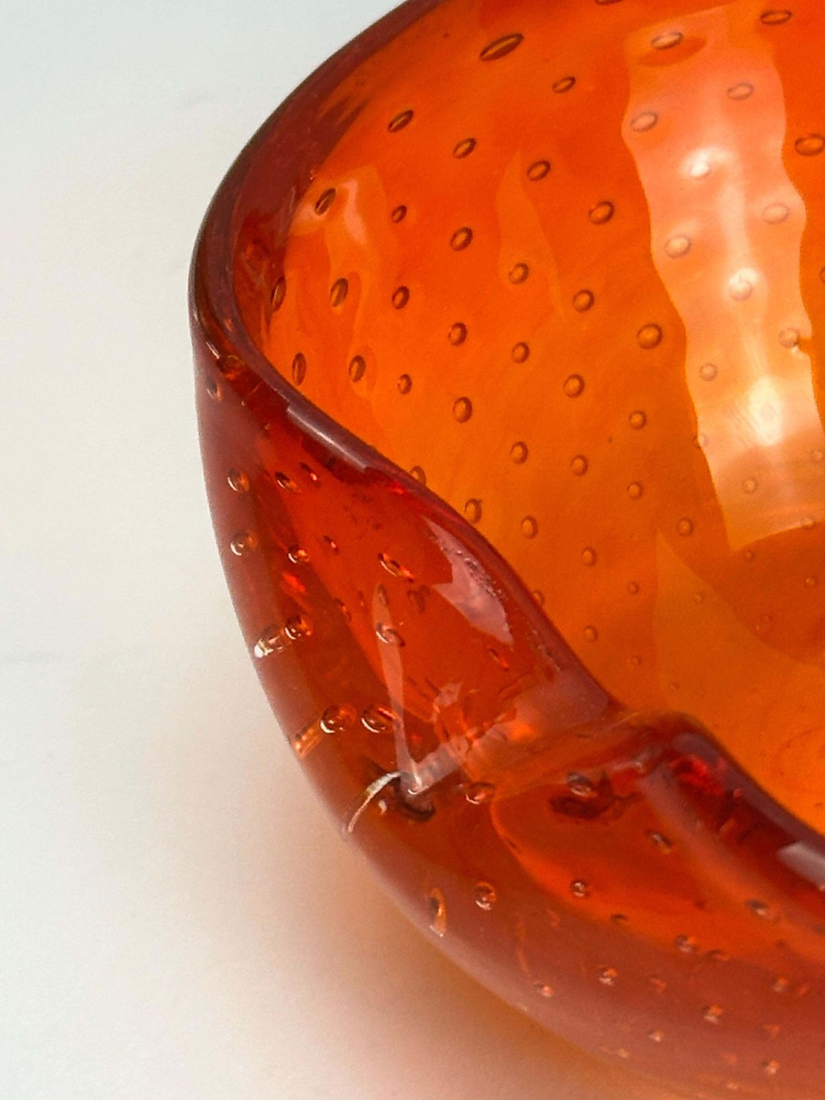 Murano Bullicante Glass Bowl Attributed To Gino Cenedese, Orange, Italy, 1960s photo furniture