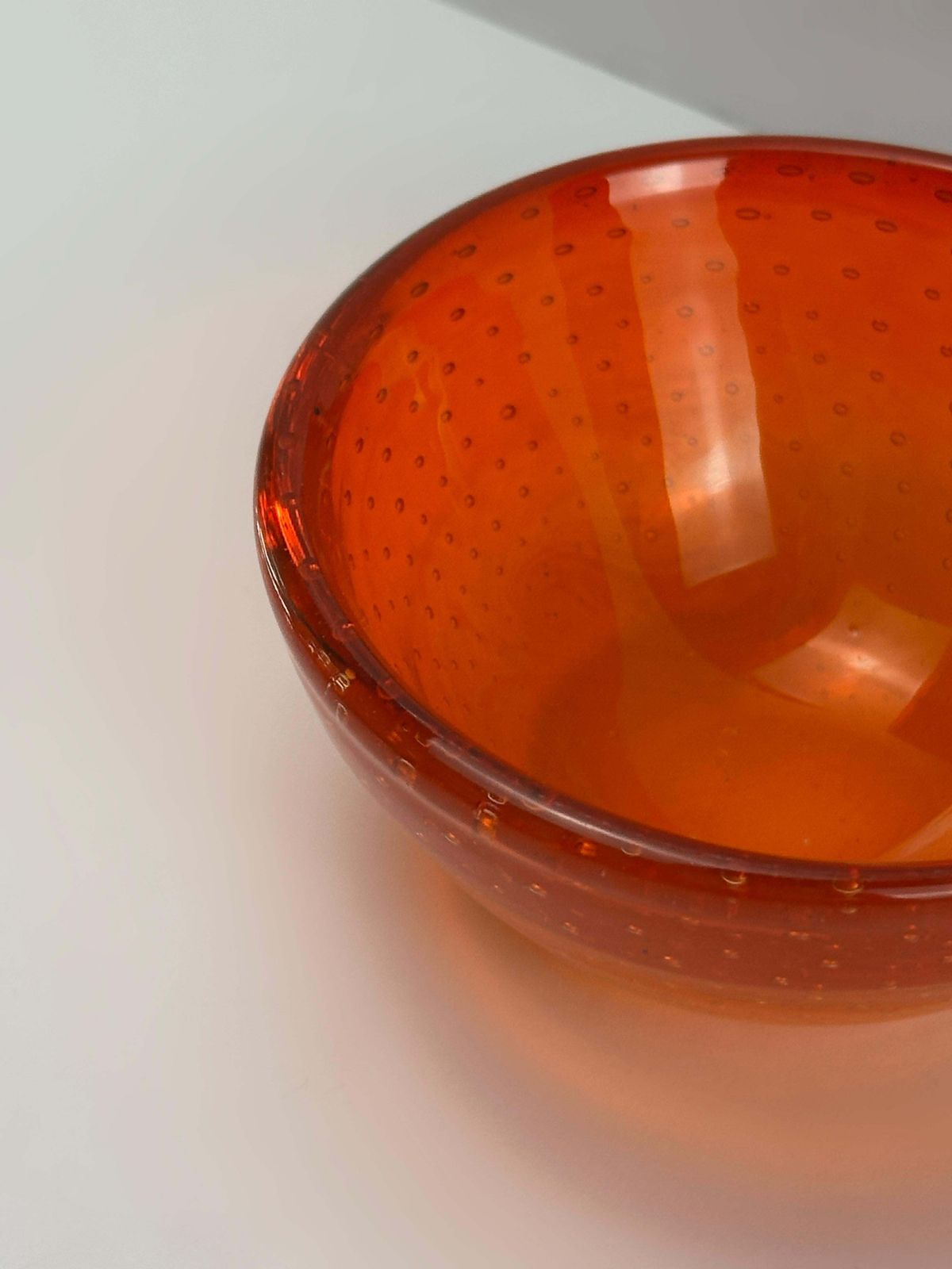 Murano Bullicante Glass Bowl Attributed To Gino Cenedese, Orange, Italy, 1960s photo Home Decor