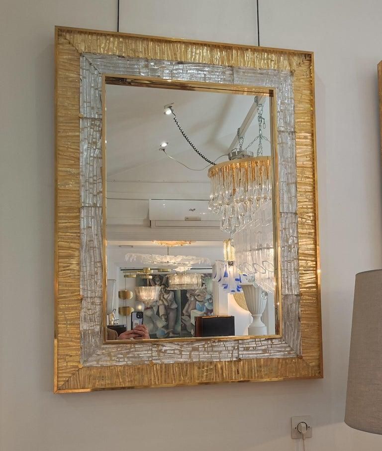 Gold And Crystal Murano Glass And Brass Mirror photo furniture