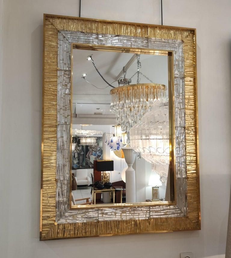 Gold And Crystal Murano Glass And Brass Mirror photo buy