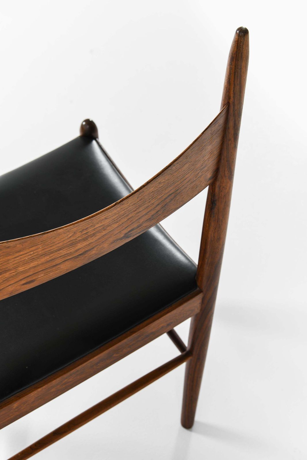 Rare Set Of Ten Dining Chairs In Leather And Rosewood By Illum Wikkelsø, 1950s photo vintage