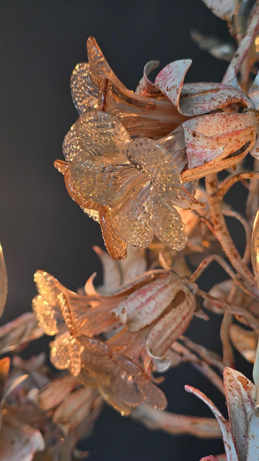 Italian Florentine Chandelier With Gold Flecked Glass, 1970s photo 2433.0