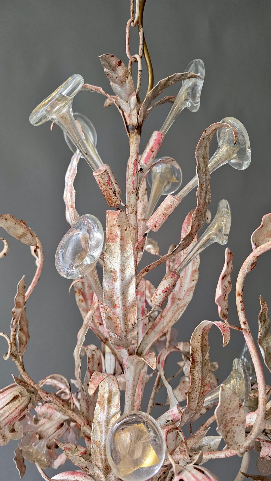photo buy Italian Florentine Chandelier With Gold Flecked Glass, 1970s