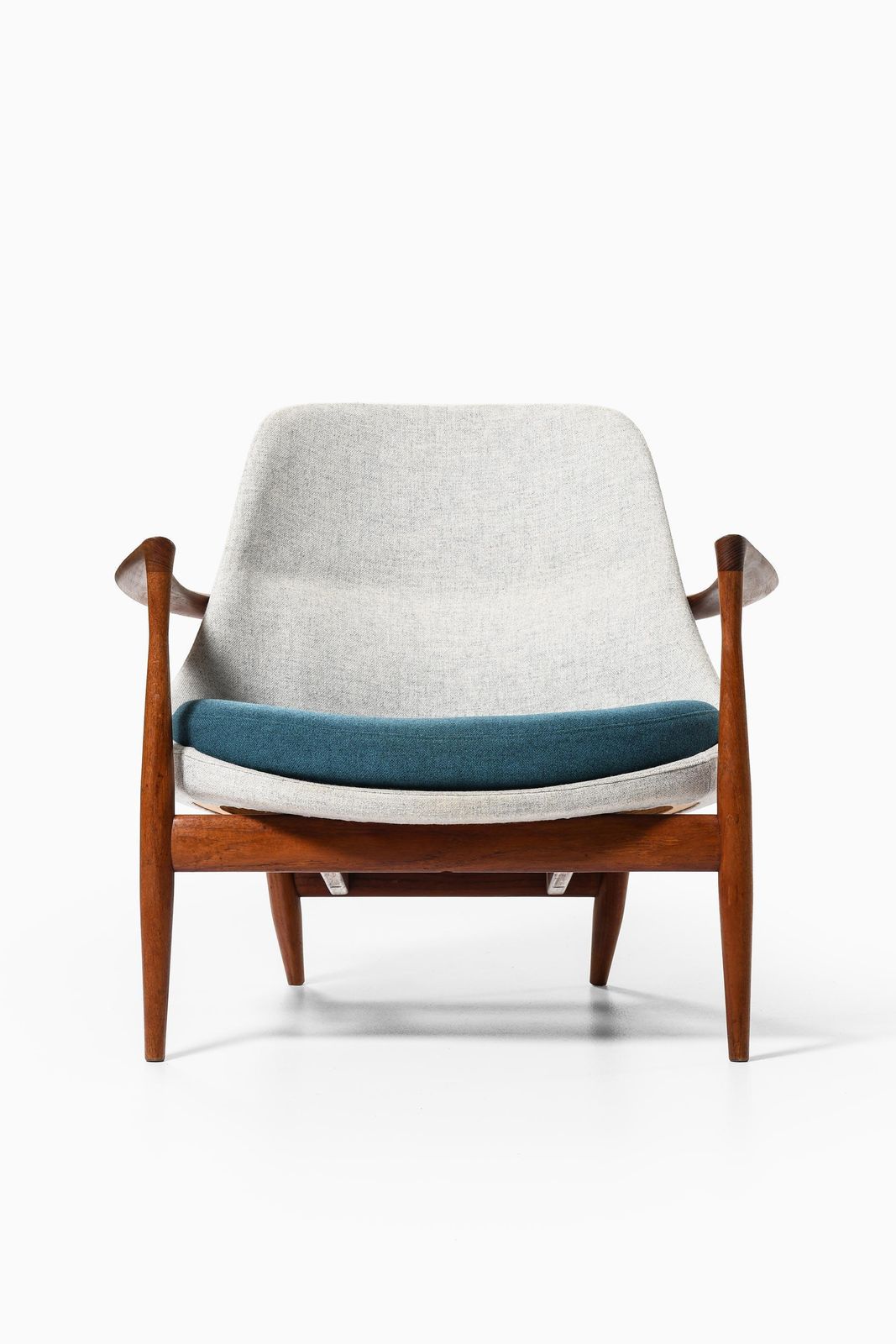 photo for sale Set Of Easy Chairs In Wool And Teak By Ib Kofod Larsen, 1956
