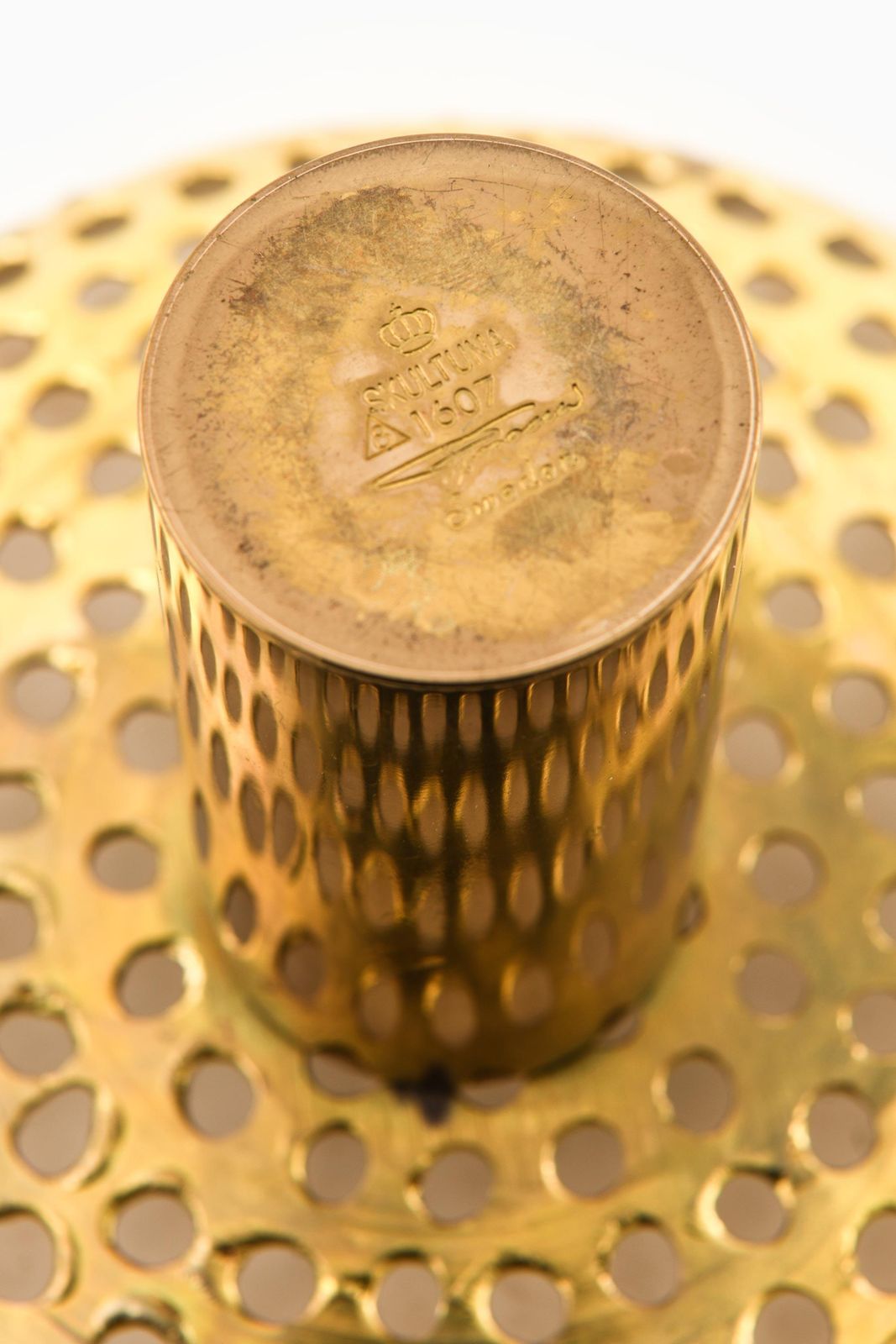 Rare Vase In Brass By Pierre Forssell, 1950s photo for sale