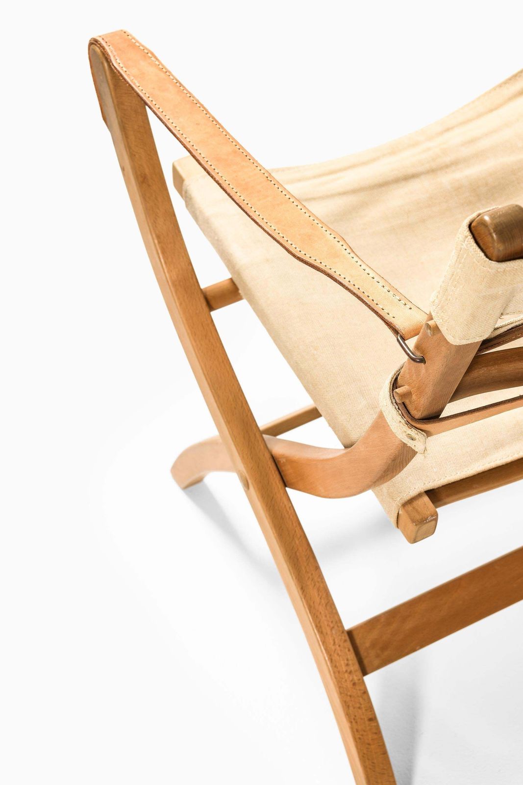 Pair Of Safari Easy Chairs In Beech And Leather By Poul Hundevad, 1950s photo 4865.0