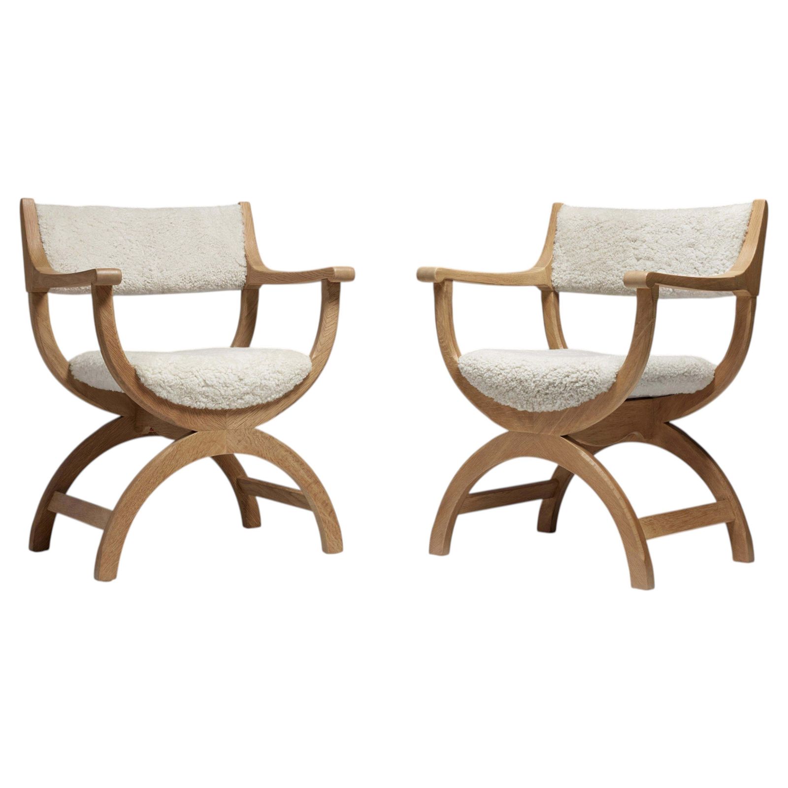 Henning Kjaernulf Oak Kurul Armchairs For Eg Kvalitetsmöbel, Denmark, 1960s