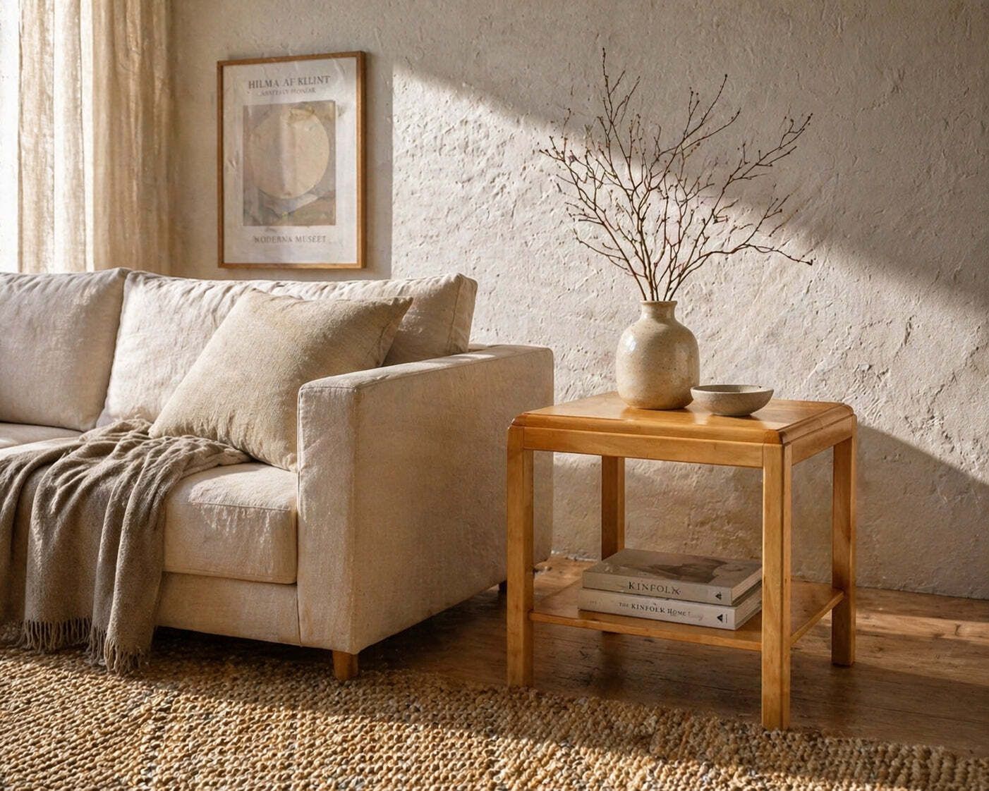 photo furniture Swedish Modern Birch Side Table, Circa 1950