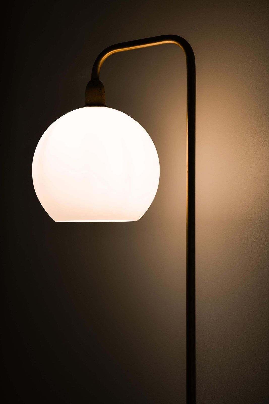 Rare Floor Lamps In Brass And Opaline Glass, 1950s photo vinterior