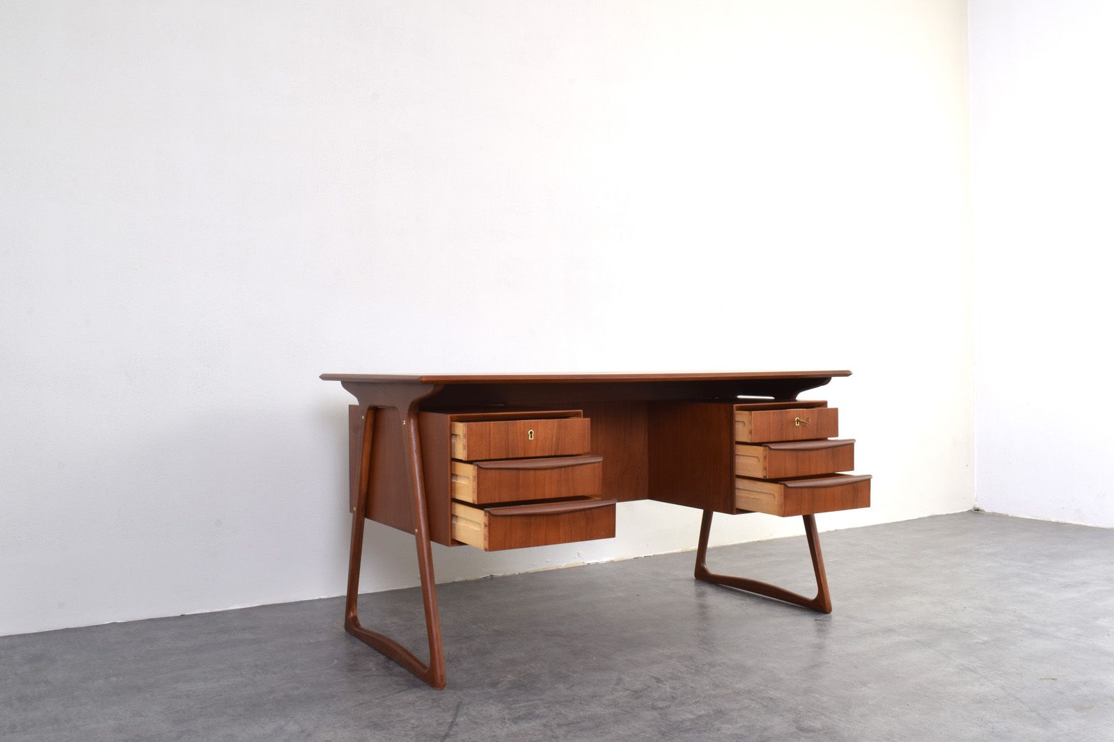 2850.0 Mid Century Danish Teak Executive Desk By Svend åge Madsen For H.P. Hansen, 1960s. photo