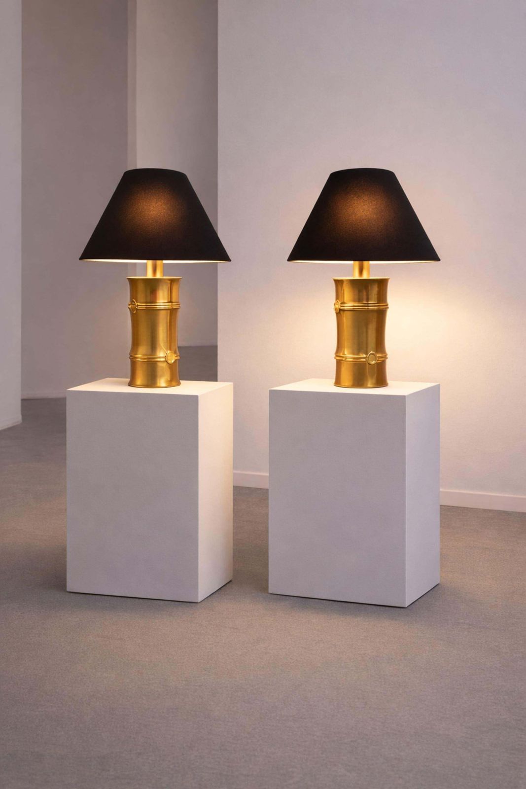 Pair Of Brass Faux Bamboo Table Lamps By Maison Jansen, 1970s photo for sale