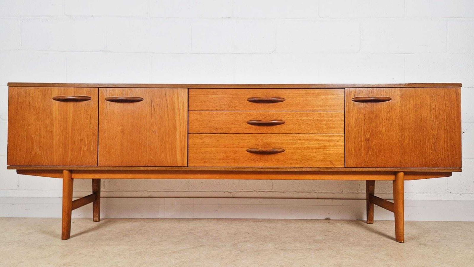 Avalon Vintage 1960s Danish Medium Teak Design Long John Sideboard Buffet Credenza photo furniture