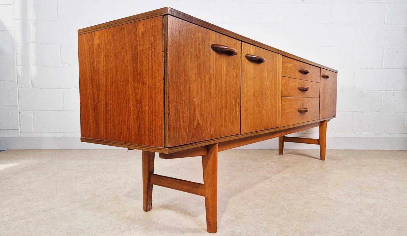 Avalon Vintage 1960s Danish Medium Teak Design Long John Sideboard Buffet Credenza photo for sale
