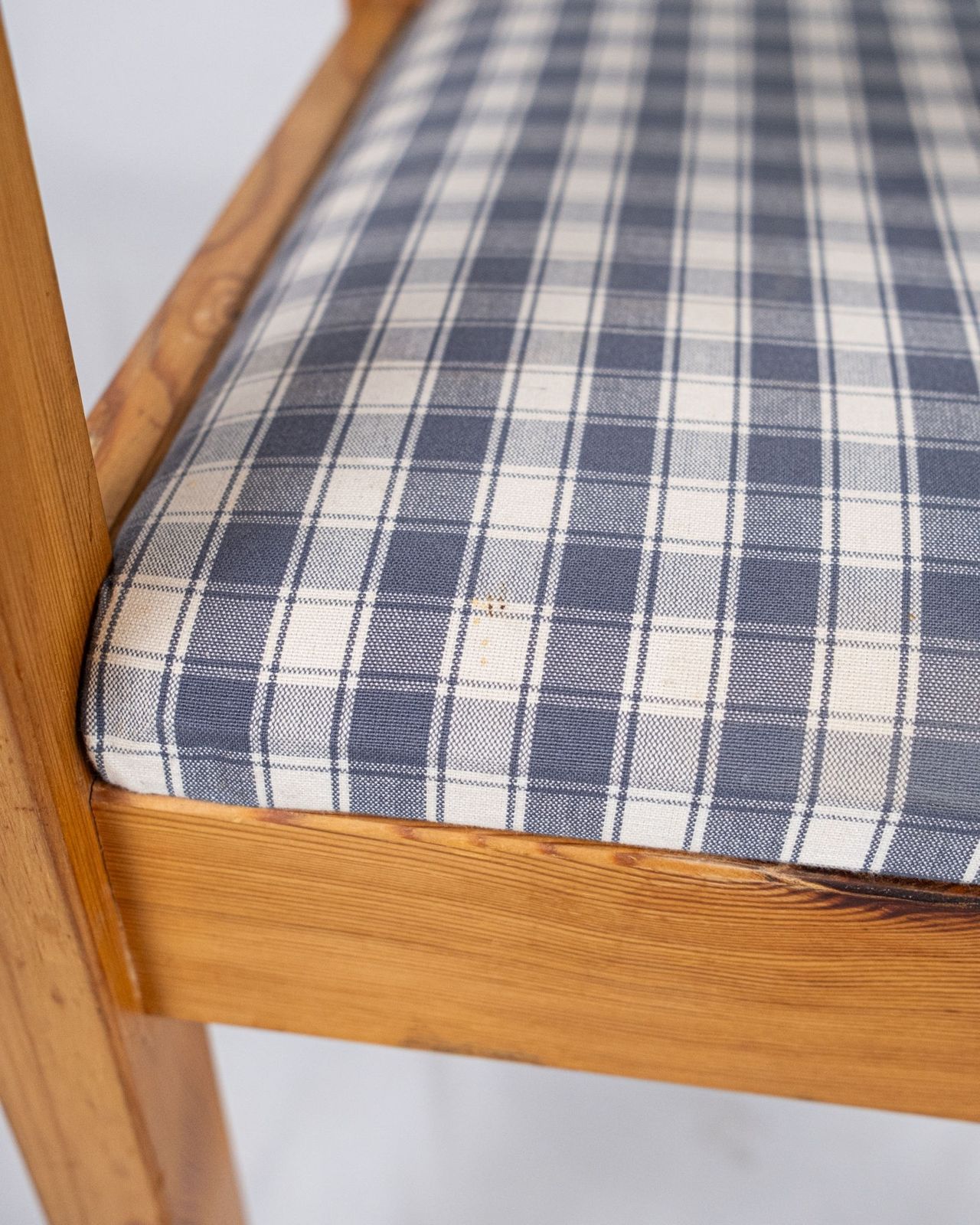 Furniture Pair Of Gingham Chairs, Made In France, 1980s photo
