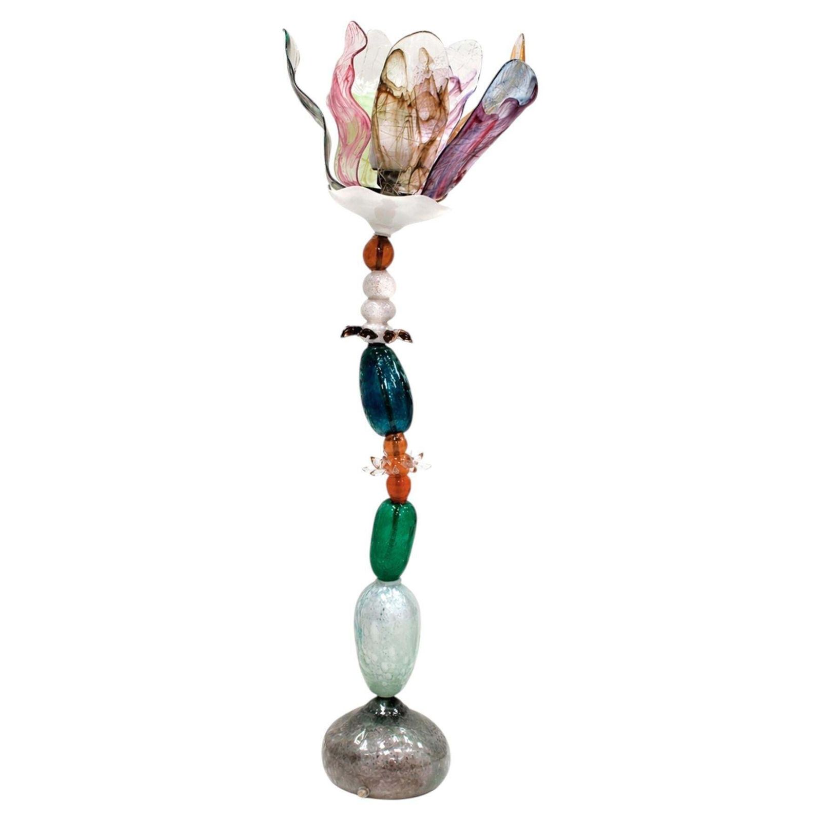 Contemporary Art Nouveau Style Floor Lamp With Multicolored Crystal Flowers