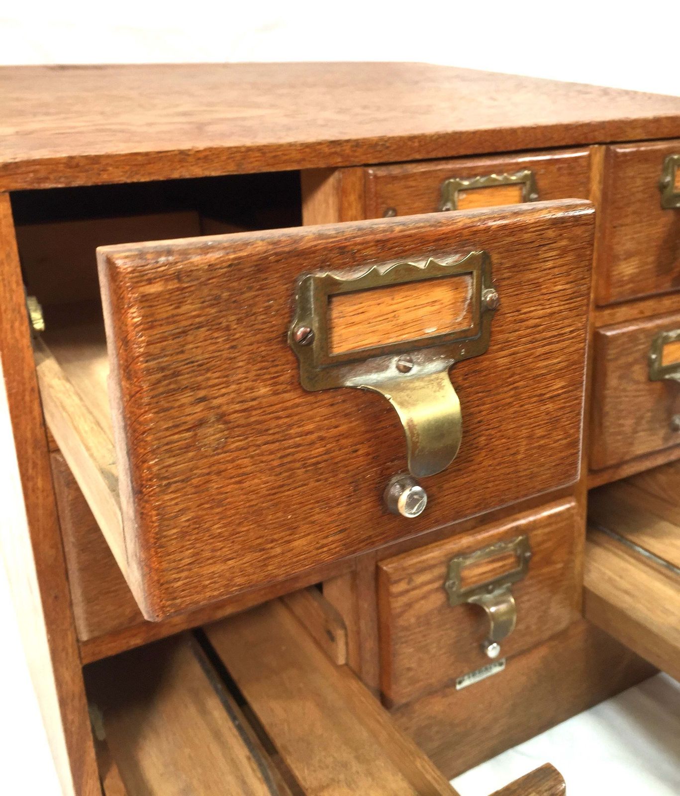 photo for sale Antique Wooden Libraco Desktop Oak Stationery Index Filing Card Drawers Cabinet
