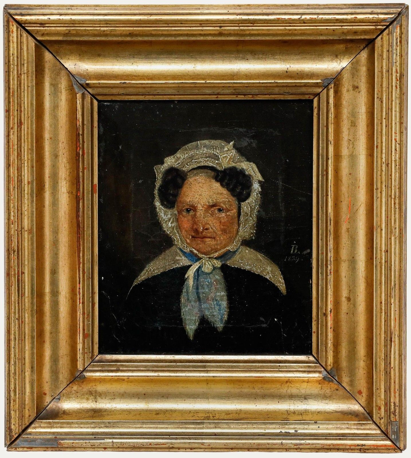 Biedermeier 1839 Oil Portrait Of A Lady