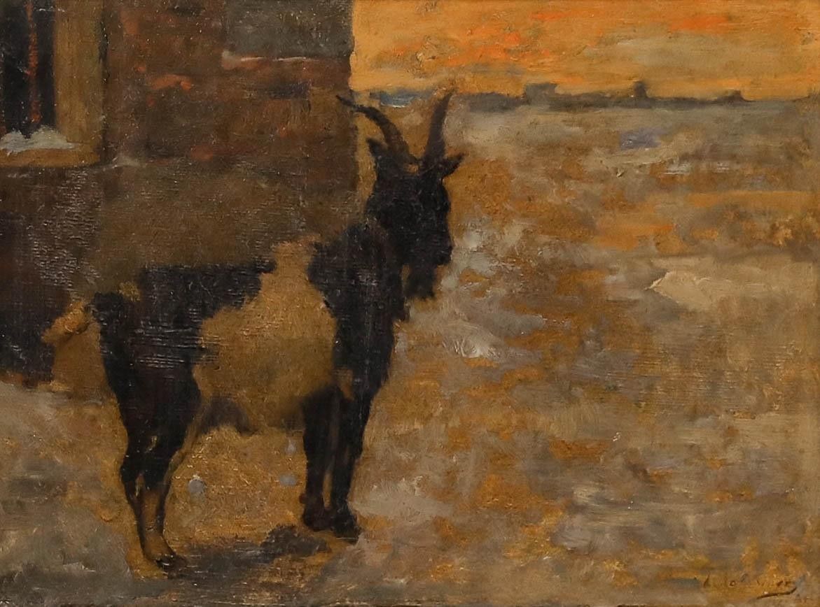 Adriaan La Rivière (1857 1941) Framed Oil, Buck Near A Farmhouse photo furniture