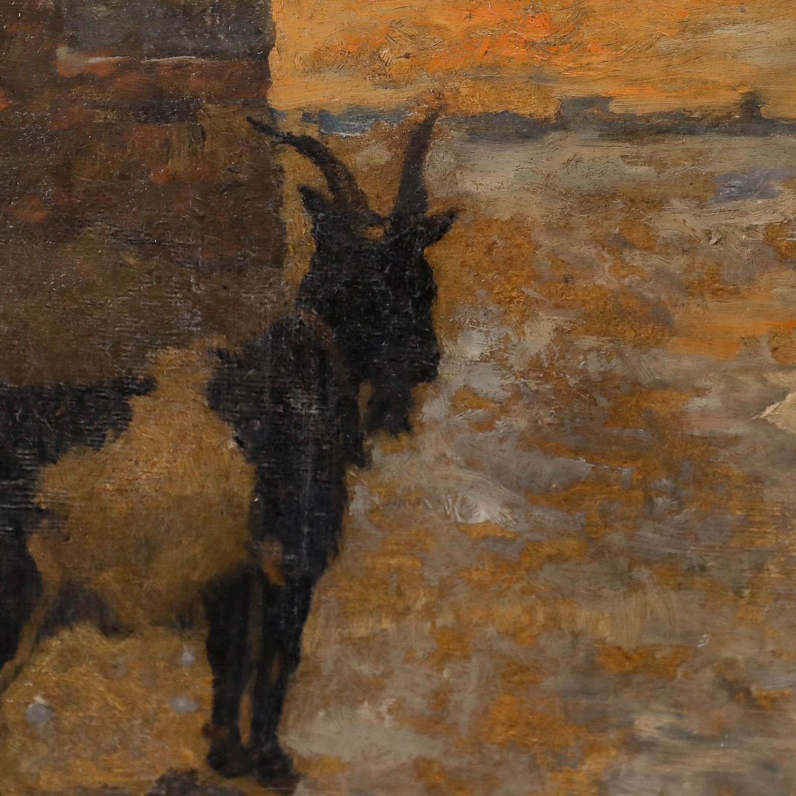 Adriaan La Rivière (1857 1941) Framed Oil, Buck Near A Farmhouse photo Art