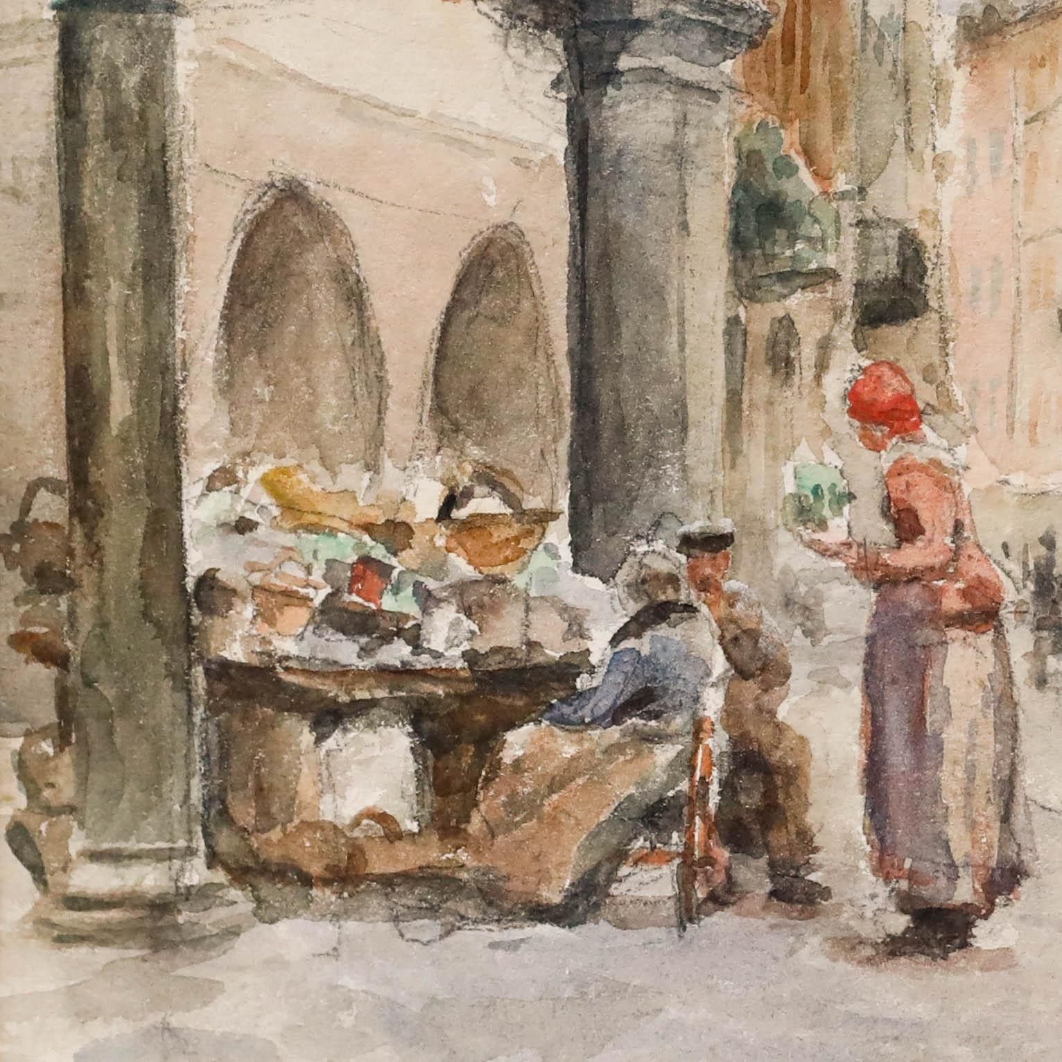 Bernard Marie Koldeweij (1859 1898) 1891 Watercolour, The Street Vendor photo 395.0