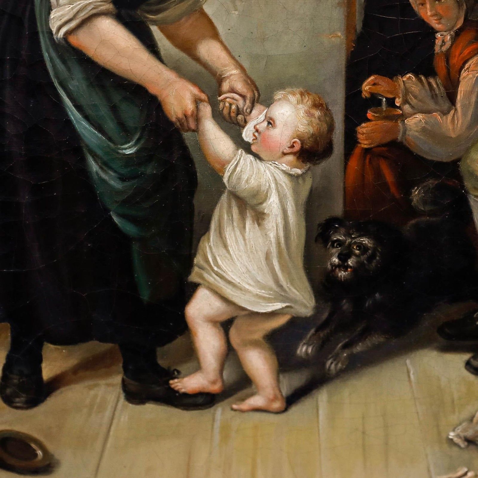 Fine Dutch School 19th Century Oil Baby's First Steps photo Art