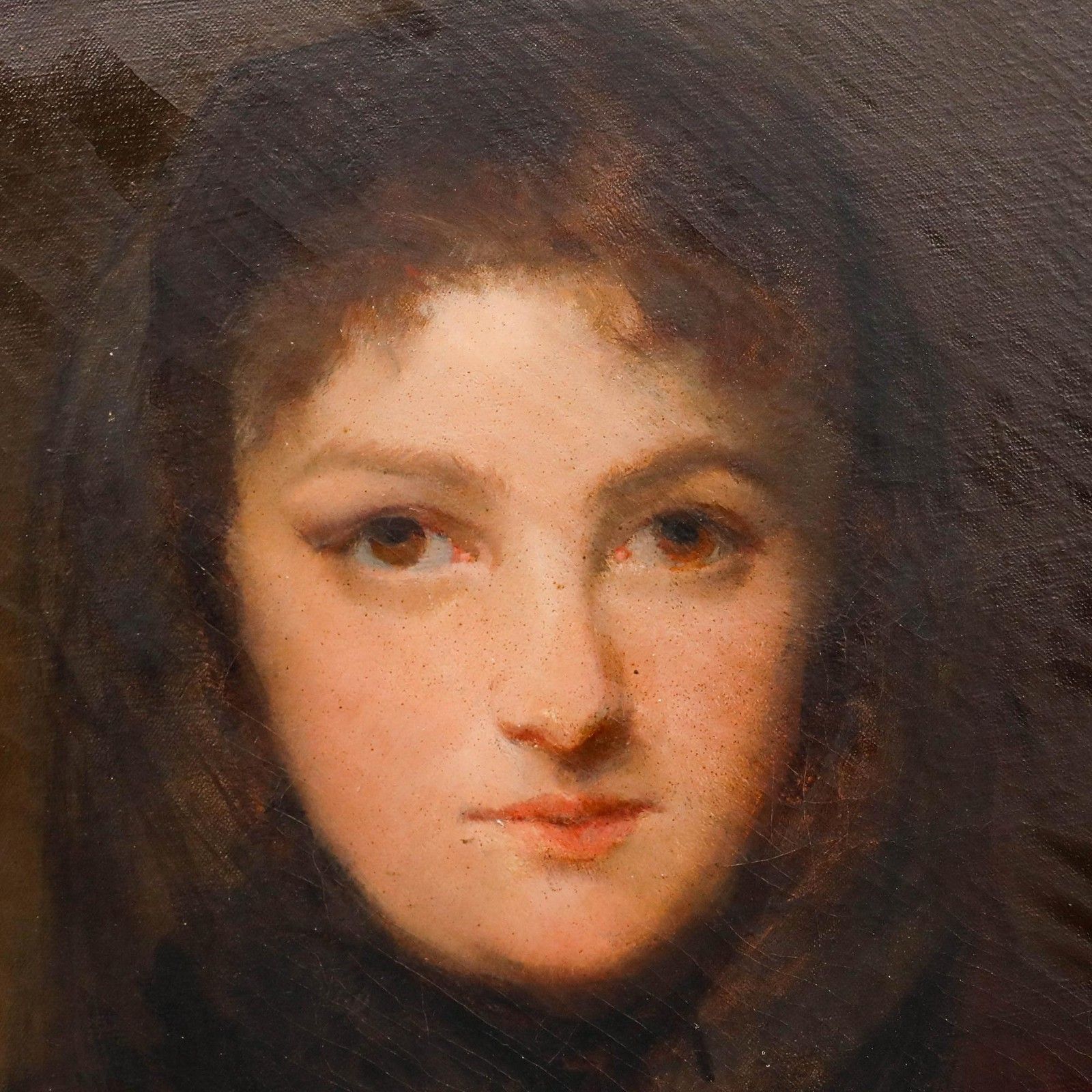 Late 19th Century Oil Portrait Of A Young Woman photo 395.0