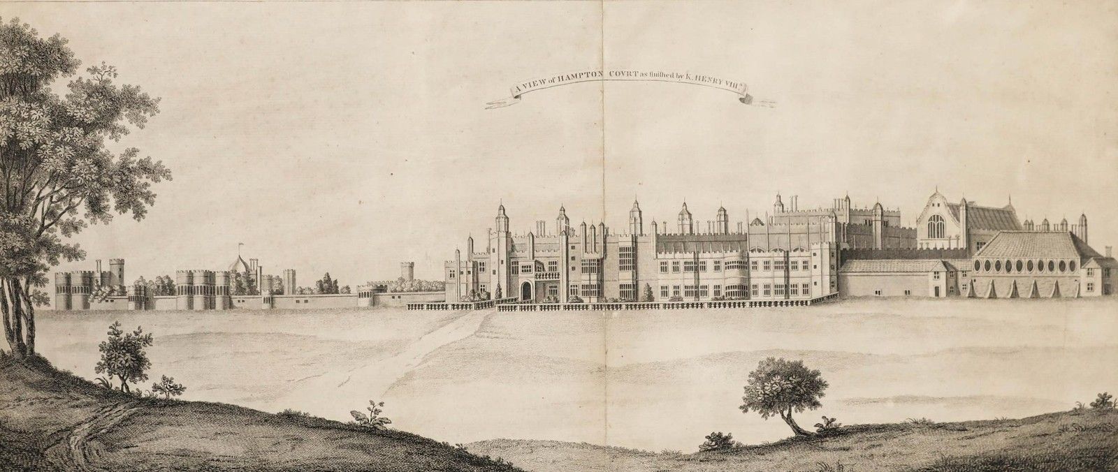 John Pye After Wenceslaus Hollar Engraving, A View Of Hampton Court Palace photo furniture