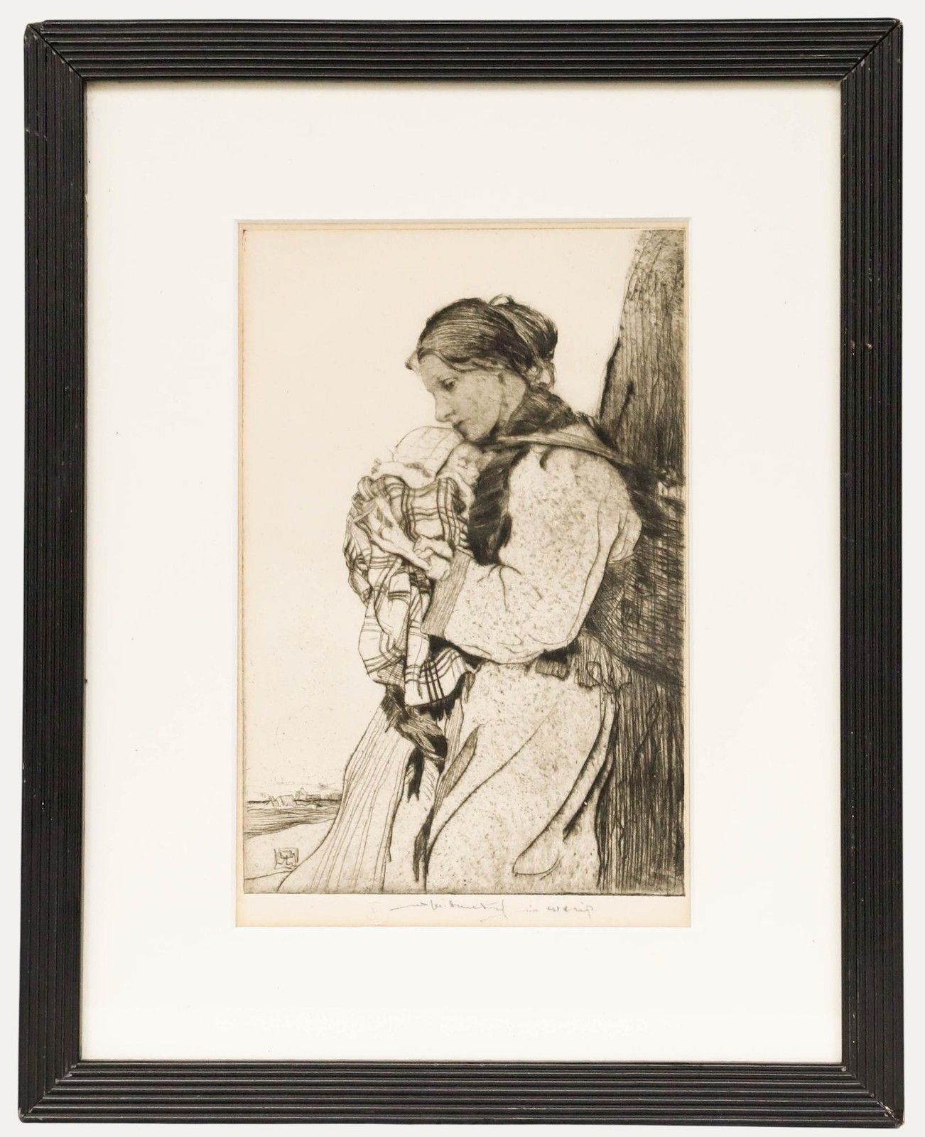 William Lee Hankey (1869 1952) Early 20th Century Etching, Mother And Child