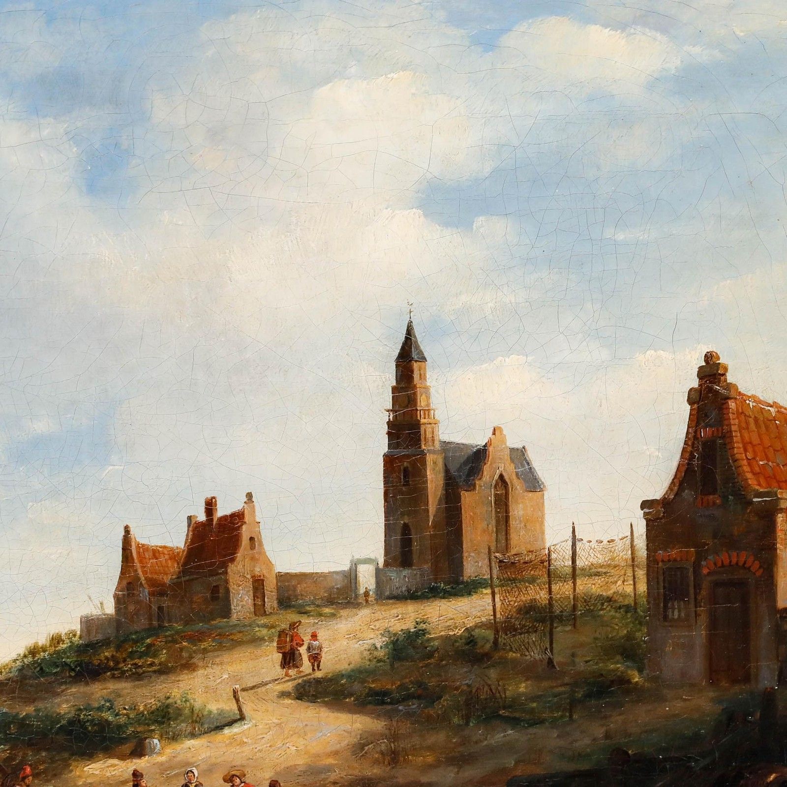 Follower Of Jacobus Van Der Stok 19th Century Oil, A Coastal Village photo Art