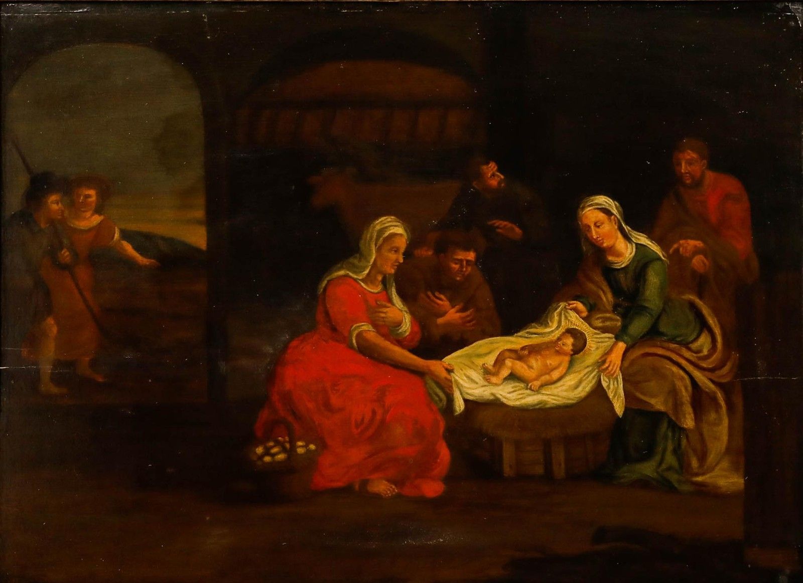 European School Early 19th Century Oil The Nativity photo furniture