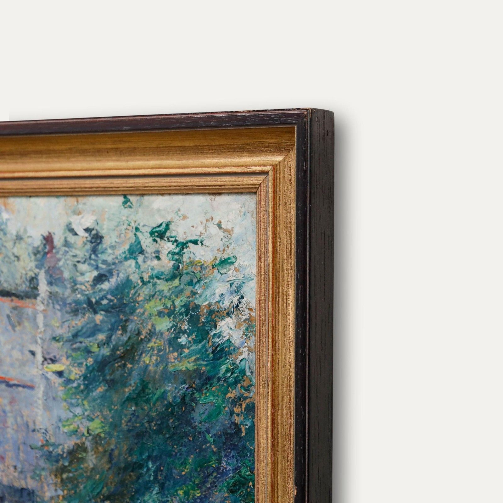 Early 20th Century Oil Beguinage In Blue photo 450.0